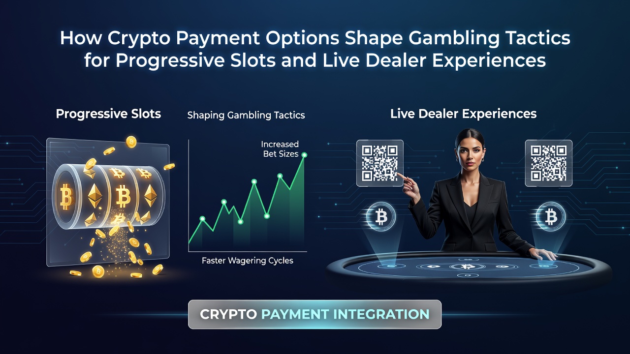 Darstellung von Krypto-Transaktionen in Online-Casinos mit progressiven Slots und Live-Dealer-Tischen