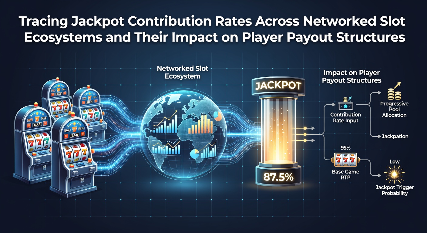 Diagramm zur Verteilung von Jackpot-Beiträgen in vernetzten Slot-Systemen mit Prozentangaben und Netzwerkflüssen