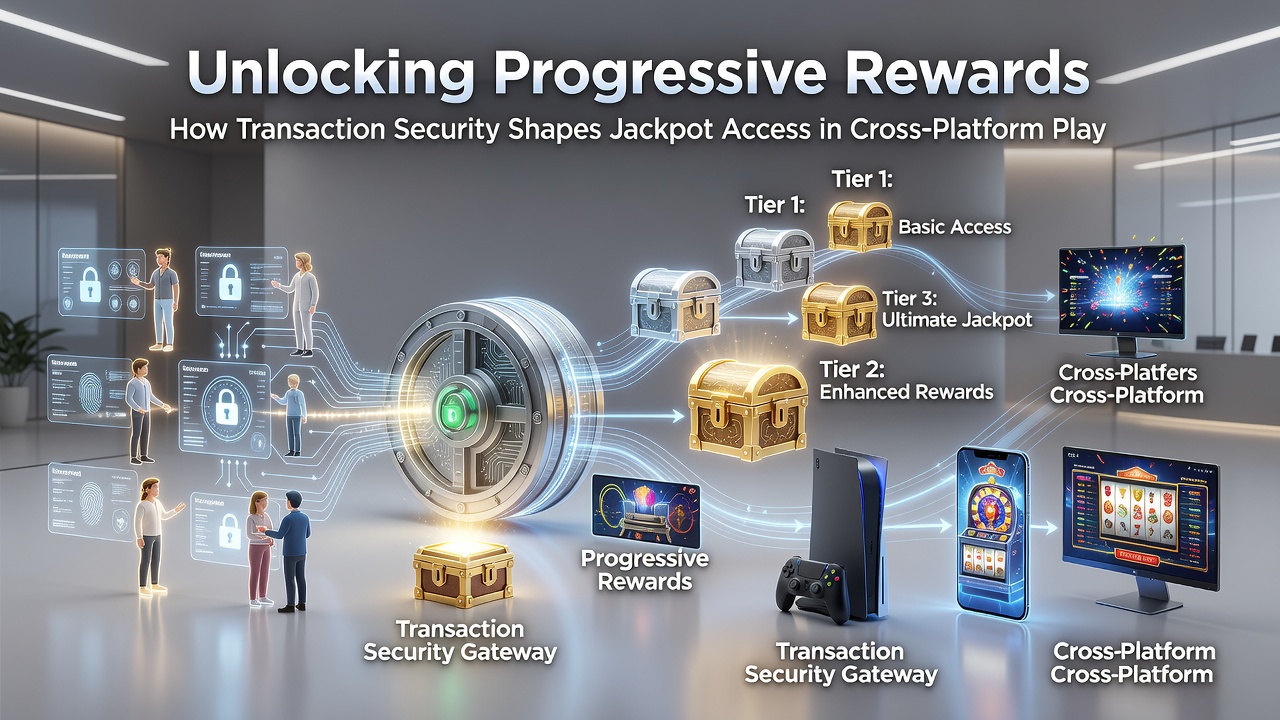 Darstellung von Cross-Platform-Jackpot-Zugriff mit Fokus auf sichere Transaktionen